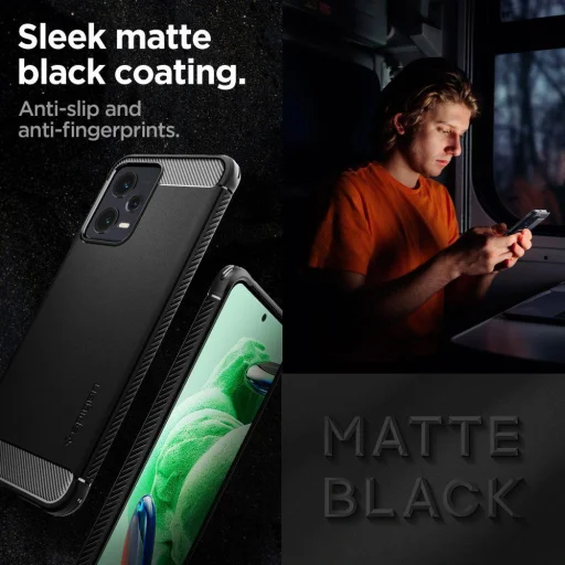 Xiaomi Redmi Note 12 5G/Poco X5 5G Spigen Rugged Armor tok matt fekete - 12