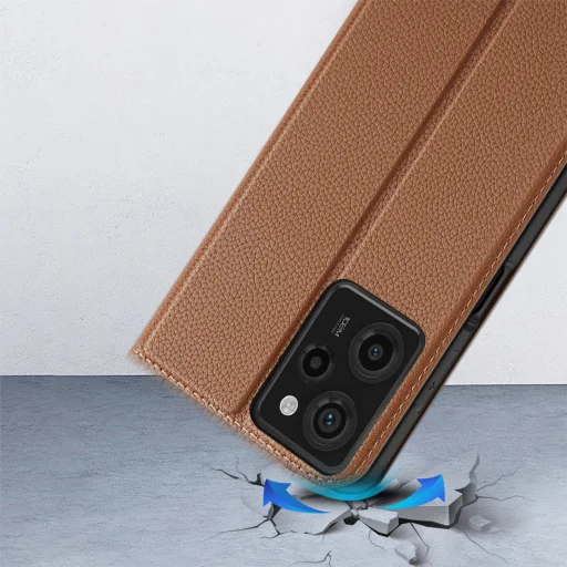 Xiaomi Redmi Note 12 Pro/Poco X5 Pro 5G Dux Ducis Skin X2 mágneses fliptok barna - 4
