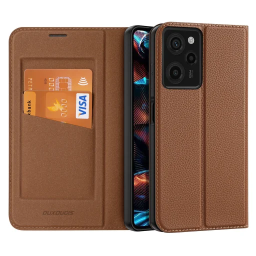 Xiaomi Redmi Note 12 Pro/Poco X5 Pro 5G Dux Ducis Skin X2 mágneses fliptok barna - 1