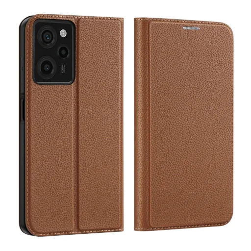 Xiaomi Redmi Note 12 Pro/Poco X5 Pro 5G Dux Ducis Skin X2 mágneses fliptok barna - 6