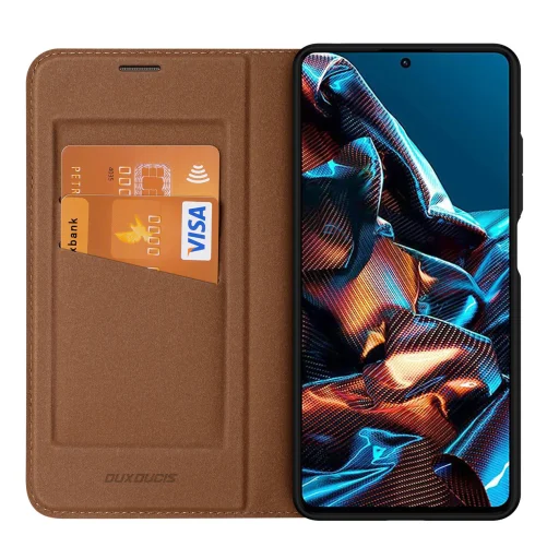Xiaomi Redmi Note 12 Pro/Poco X5 Pro 5G Dux Ducis Skin X2 mágneses fliptok barna - 8