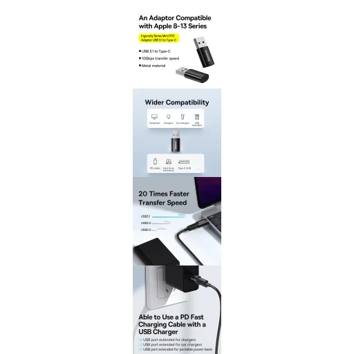 Baseus ZJJQ000103 Ingenuity Mini OTG Type-C Usb A adapter  fekete - 4