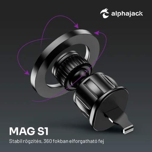 Alphajack MAG S1 mágneses telefontartó szellőzőre (Magsafe kompatibilis) autós - 3