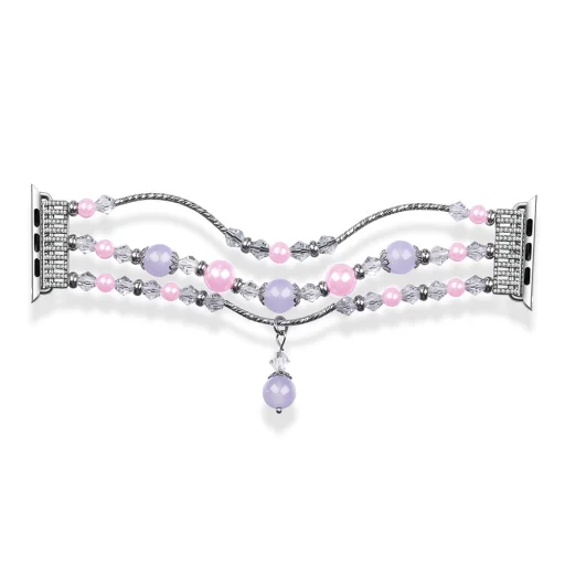 Apple Watch 38/40/41mm Karkötős óraszíj design 4 ezüst-lila - 1