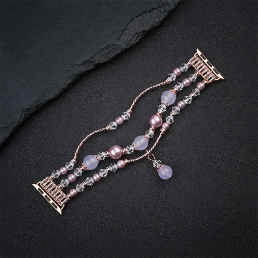 Apple Watch 38/40/41mm Karkötős óraszíj design 4 arany-lila - 2