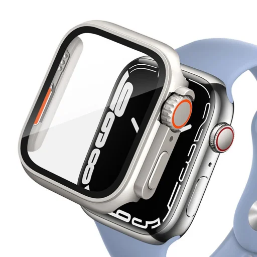 Apple Watch 4/5/6/SE (44mm) Tech-Protect Defense360 tok és üvegfólia titánium/narancs - 1