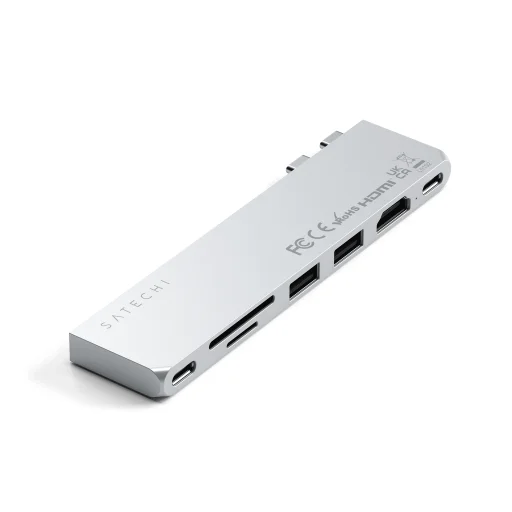 Satechi PRO HUB SLIM (1xUSB4, 1xHDMI, 2xUSB-A, SD/MicroSD, UHS-I akár 104MB/s, SD/SDHC/SDXC 2TB-ig, 1xUSB-C) - ezüst - 6
