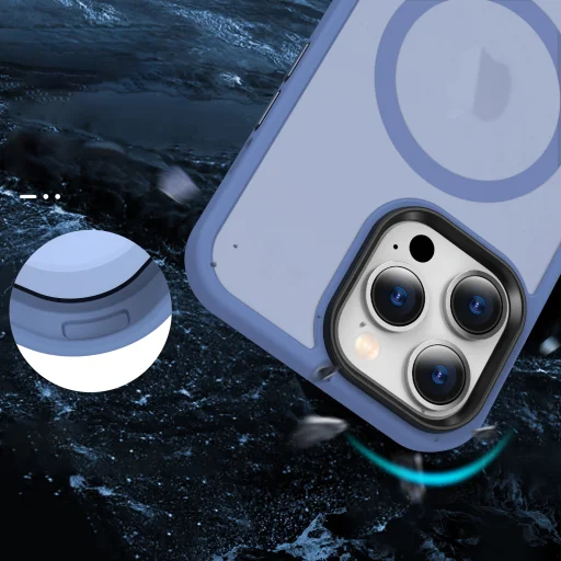 iPhone 15 Pro Max MagSafe-kompatibilis áttetsző matt tok égkék Alphajack - 5