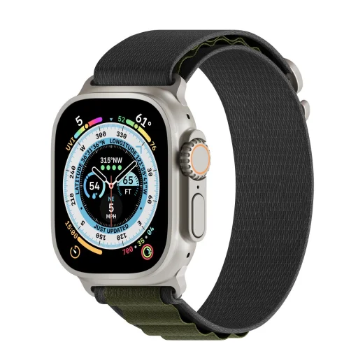 Apple Watch 4/5/6/7/8/9/SE/Ultra (42/44/45/49mm) Next One Adventure Loop óraszíj szürke/zöld - 5