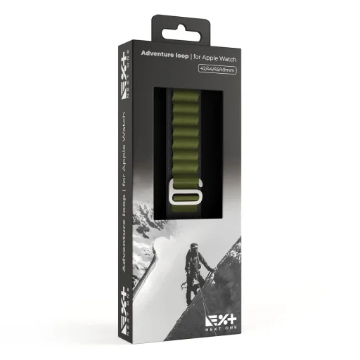 Apple Watch 4/5/6/7/8/9/SE/Ultra (42/44/45/49mm) Next One Adventure Loop óraszíj szürke/zöld - 9