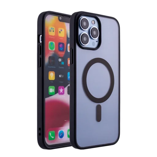 iPhone 15 Plus MagSafe kompatibilis átlátszó TPU tok fekete kerettel Alphajack - 2