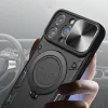 iPhone 15 Plus Ring Armor tok kameralencse védővel, kihajtható támasszal, sötétkék Alphajack thumbnail