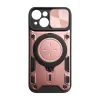 iPhone 15 Ring Armor tok kameralencse védővel, kihajtható támasszal, rózsaszín Alphajack