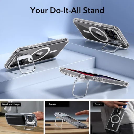  iPhone 15 Pro Max Átlátszó ESR Classic Kickstand Halolock MagSafe kompatibilis tok - 4