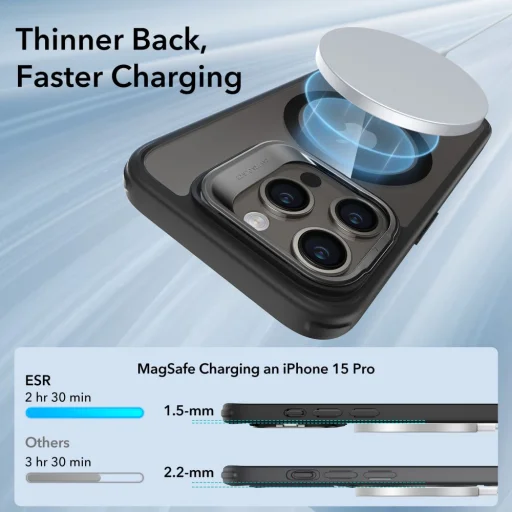  iPhone 15 Pro Átlátszó/Fekete ESR Classic Kickstand Halolock MagSafe kompatibilis tok - 4