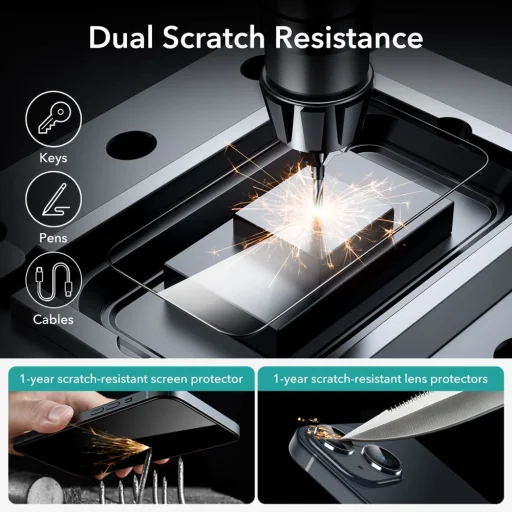  iPhone 15 Plus Átlátszó ESR 2 db kijelzővédő üvegfólia - 4