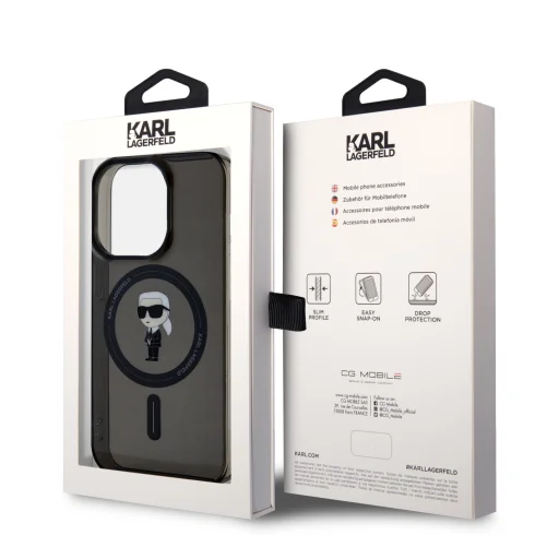  iPhone 15 Pro Max Karl Lagerfeld KLHMP15XHFCKNOK IML Ikonik MagSafe tok fekete - 3
