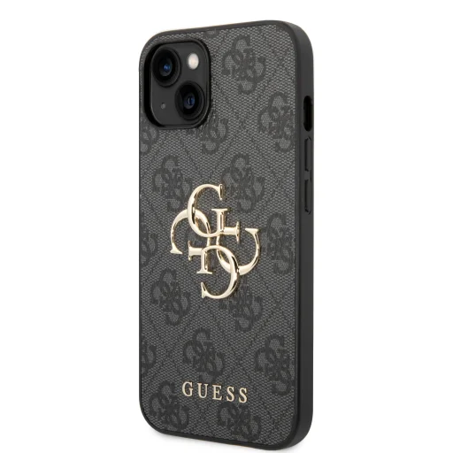 iPhone 15 Guess PU 4G Metal Logo tok szürke (GUHCP15S4GMGGR) - 4