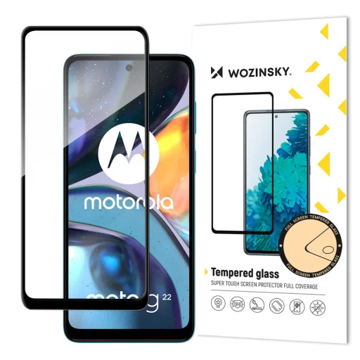Motorola Moto G22 Wozinsky Full Glue 9H Super Durable kijelzővédő üvegfólia fekete - 1