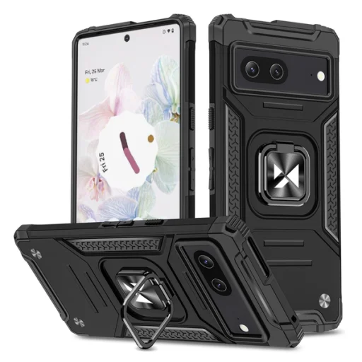 Google Pixel 7 Wozinsky Ring Armor Case Kickstand čierne puzdro na telefón - 1