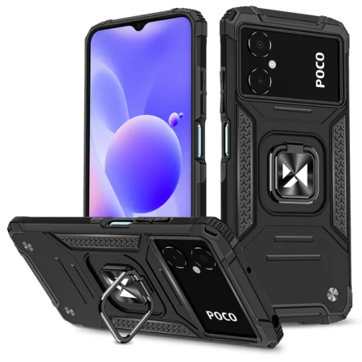 Xiaomi Redmi Note 11E/Redmi 10 Prime Plus 5G/Poco M4 5G Wozinsky Ring Armor Case Kickstand telefontok fekete - 1