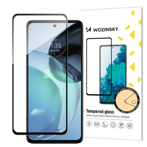 Motorola Moto G72 9H üvegfólia Wozinsky Full Glue 9H fekete kerettel tokbarát - 1