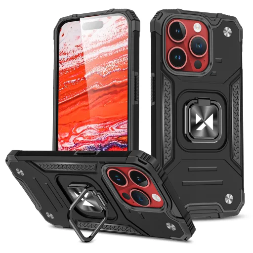 iPhone 15 Pro Max Ring Armor Wozinsky tok kihajtható támasszal fekete - 2