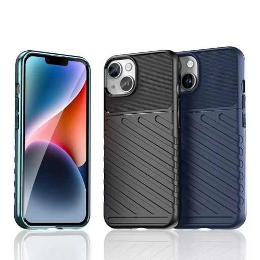 Telefontok iPhone 15 Plus Thunder fokozott védelmet biztosító flexibilis TPU tok kék - 6