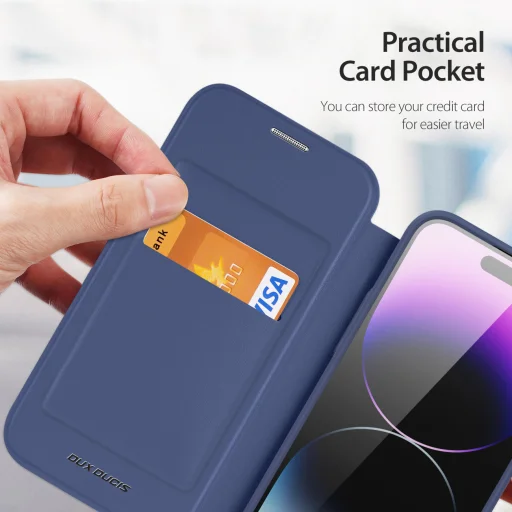 iPhone 15 Pro Max Dux Ducis Skin X Pro Magsafe mágneses fliptok kék - 7