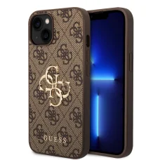 iPhone 15 Guess PU 4G Metal Logo telefontok barna (GUHCP15S4GMGBR)
