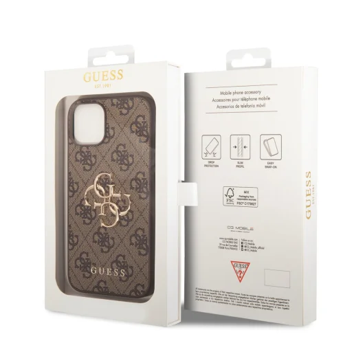 iPhone 15 Guess PU 4G Metal Logo telefontok barna (GUHCP15S4GMGBR) - 5