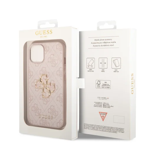 iPhone 15 Guess PU 4G Metal Logo telefontok rózsaszín (GUHCP15S4GMGPI) - 3