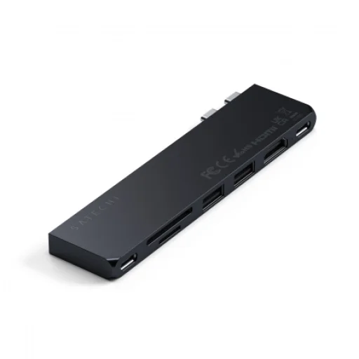 Satechi PRO HUB SLIM (1xUSB4, 1xHDMI, 2xUSB-A, SD/MicroSD, UHS-I akár 104MB/s, SD/SDHC/SDXC 2TB-ig, 1xUSB-C) - éjfekete - 2