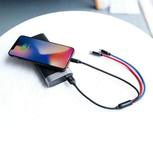 Baseus 3 az 1-ben USB-C / Lightning / Micro USB kábel 3.5A 0.3m (fekete) - 5