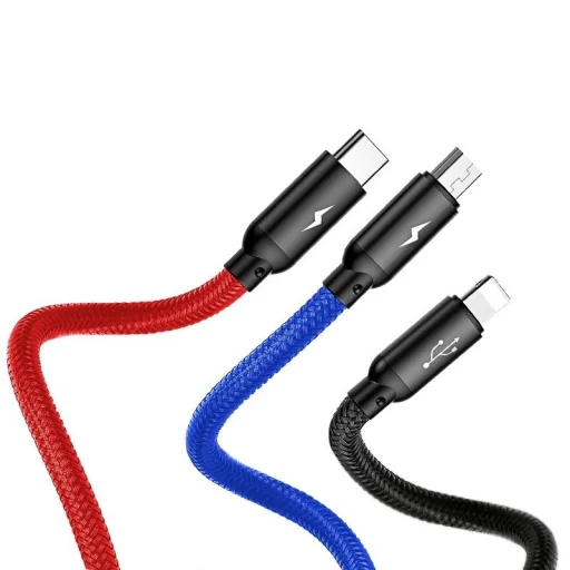 Baseus 3 az 1-ben USB-C / Lightning / Micro USB kábel 3.5A 0.3m (fekete) - 10