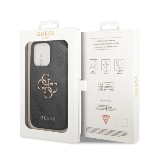 iPhone 15 Pro Max Guess PU 4G Metal Logo tok szürke (GUHCP15X4GMGGR) - 4