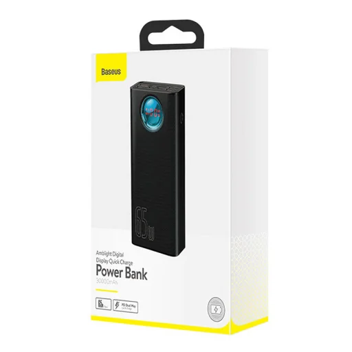 Baseus Amblight Powerbank 30000mAh, 4xUSB, USB-C, 65W (fekete) - 5