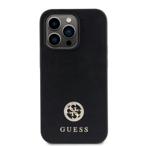 iPhone 15 Guess PU 4G Strass Metal Logo tok fekete (GUHCP15SPS4DGPK) - 4