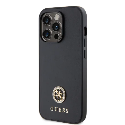 iPhone 15 Guess PU 4G Strass Metal Logo tok fekete (GUHCP15SPS4DGPK) - 7