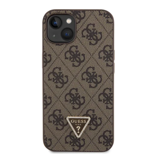 iPhone 15 Guess PU 4G Strass Triangle Metal Logo tok + Crossbody pánt barna (GUHCP15SP4TDSCPW) - 3