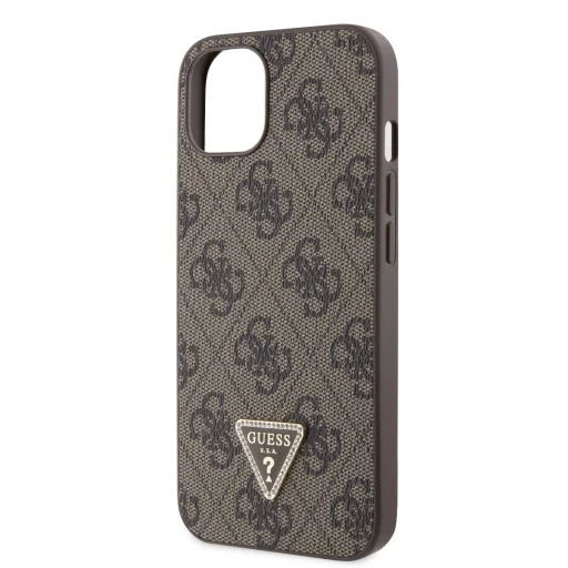 iPhone 15 Guess PU 4G Strass Triangle Metal Logo tok + Crossbody pánt barna (GUHCP15SP4TDSCPW) - 6