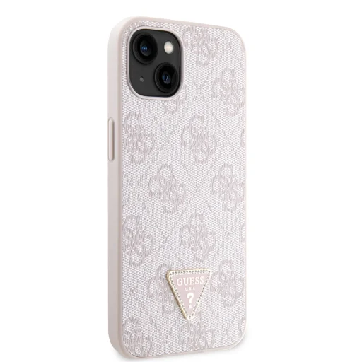 iPhone 15 Guess PU 4G Strass Triangle Metal Logo telefontok rózsaszín (GUHCP15SP4TDPP) - 3