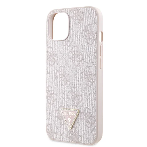 iPhone 15 Guess PU 4G Strass Triangle Metal Logo telefontok rózsaszín (GUHCP15SP4TDPP) - 6