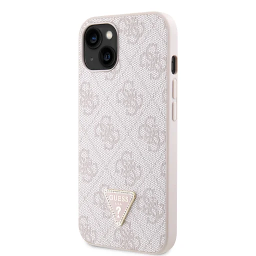 iPhone 15 Guess PU 4G Strass Triangle Metal Logo telefontok rózsaszín (GUHCP15SP4TDPP) - 7