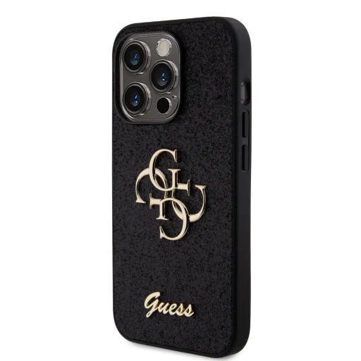 iPhone 15 Pro Max Guess PU Fixed Glitter 4G Metal Logo telefontok fekete (GUHCP15XHG4SGK) - 8
