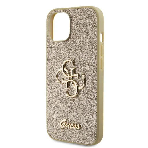iPhone 15 Guess PU Fixed Glitter 4G Metal Logo telefontok arany (GUHCP15SHG4SGD) - 4