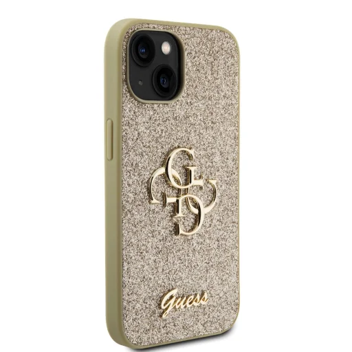 iPhone 15 Guess PU Fixed Glitter 4G Metal Logo telefontok arany (GUHCP15SHG4SGD) - 6