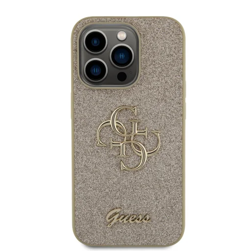 iPhone 15 Pro Guess PU Fixed Glitter 4G Metal Logo telefontok arany (GUHCP15LHG4SGD) - 3