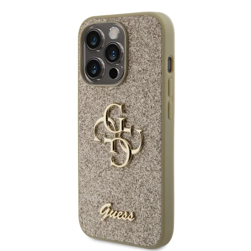 iPhone 15 Pro Guess PU Fixed Glitter 4G Metal Logo telefontok arany (GUHCP15LHG4SGD) - 5
