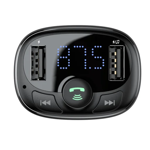Baseus T típusú Bluetooth FM transmitter 2xUSB microSD és autós töltő (fekete) - 2